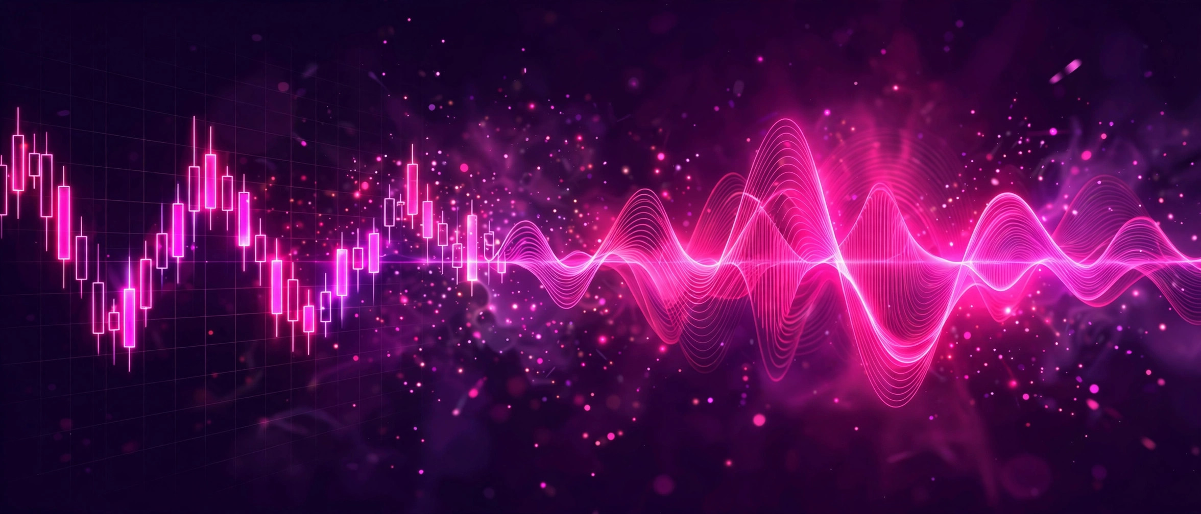 Stock chart transforming into a soundwave